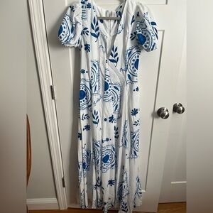 Floral Blue and White Maxi Dress